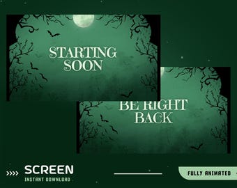 Midnight Batscape Animated Stream Screen Overlay Paket, Horror Stream Pack, Gothic Stream Screen, Dark Forest Twitch, Haunted Vtuber