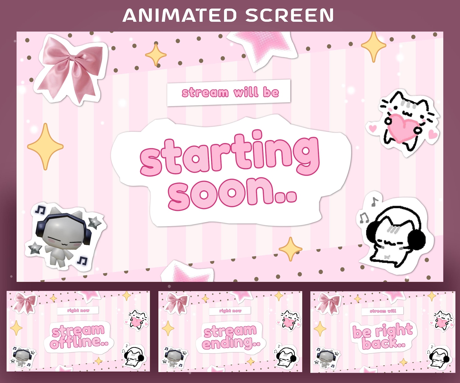 Sweet Vibes Animated Stream Twitch Screen Overlay Package, Inspired ...