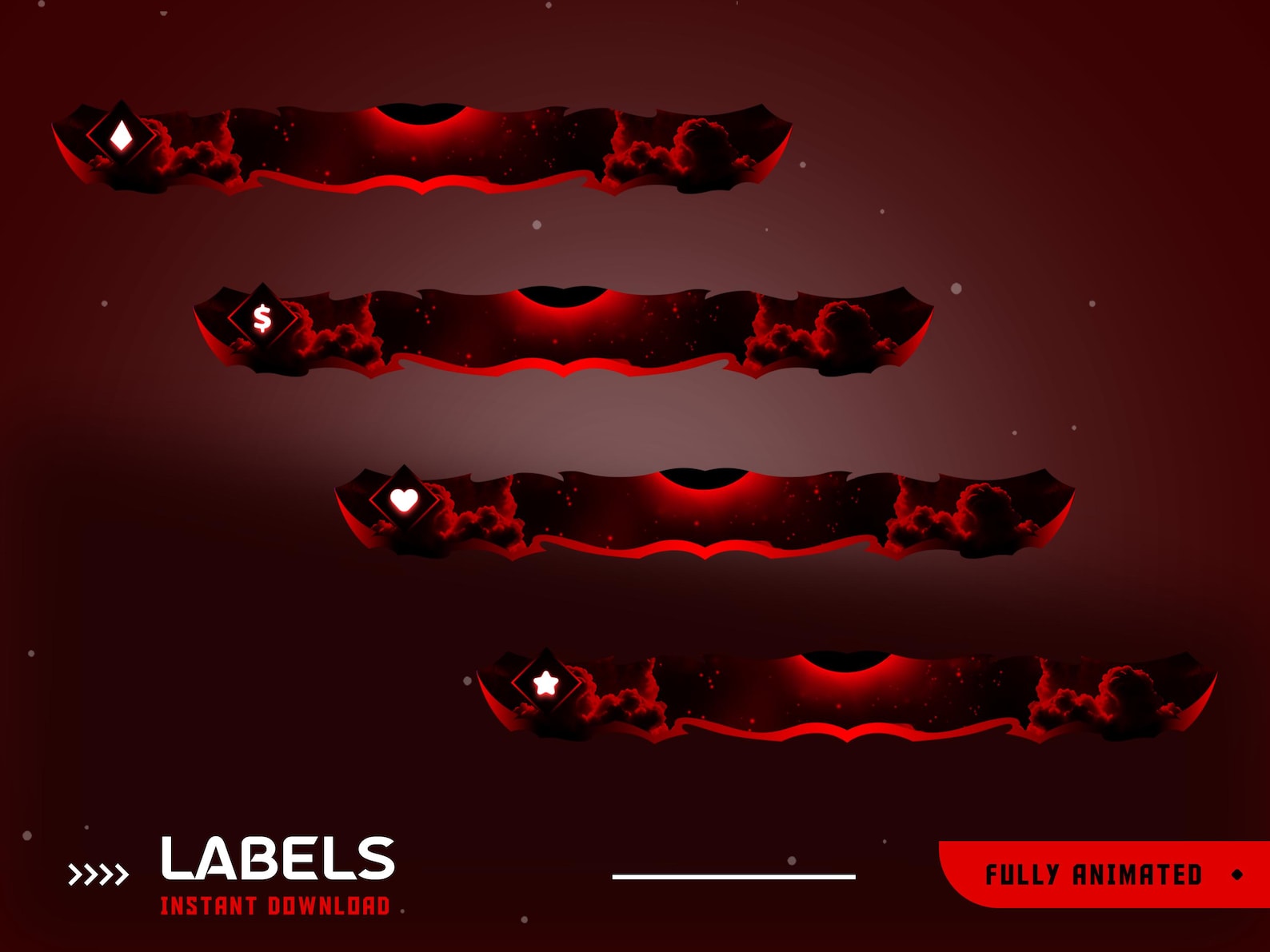 Stream Over Red Dark Red Cloud Animated Stream Overlay Package, Red Stream Overlay ...