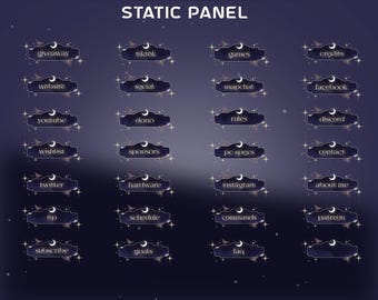 Midnight Wings Static Stream Panel Overlay Package, Dark Academia Inspired Overlay, Enchanted Stream Design, Dark Blue Twitch Theme, OBS
