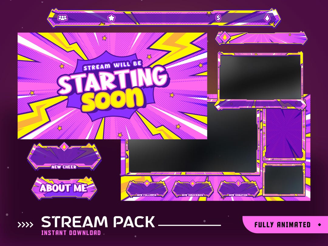 Boom Zap Animated Stream Overlay Package, Pop Art Stream Overlay, Comic ...