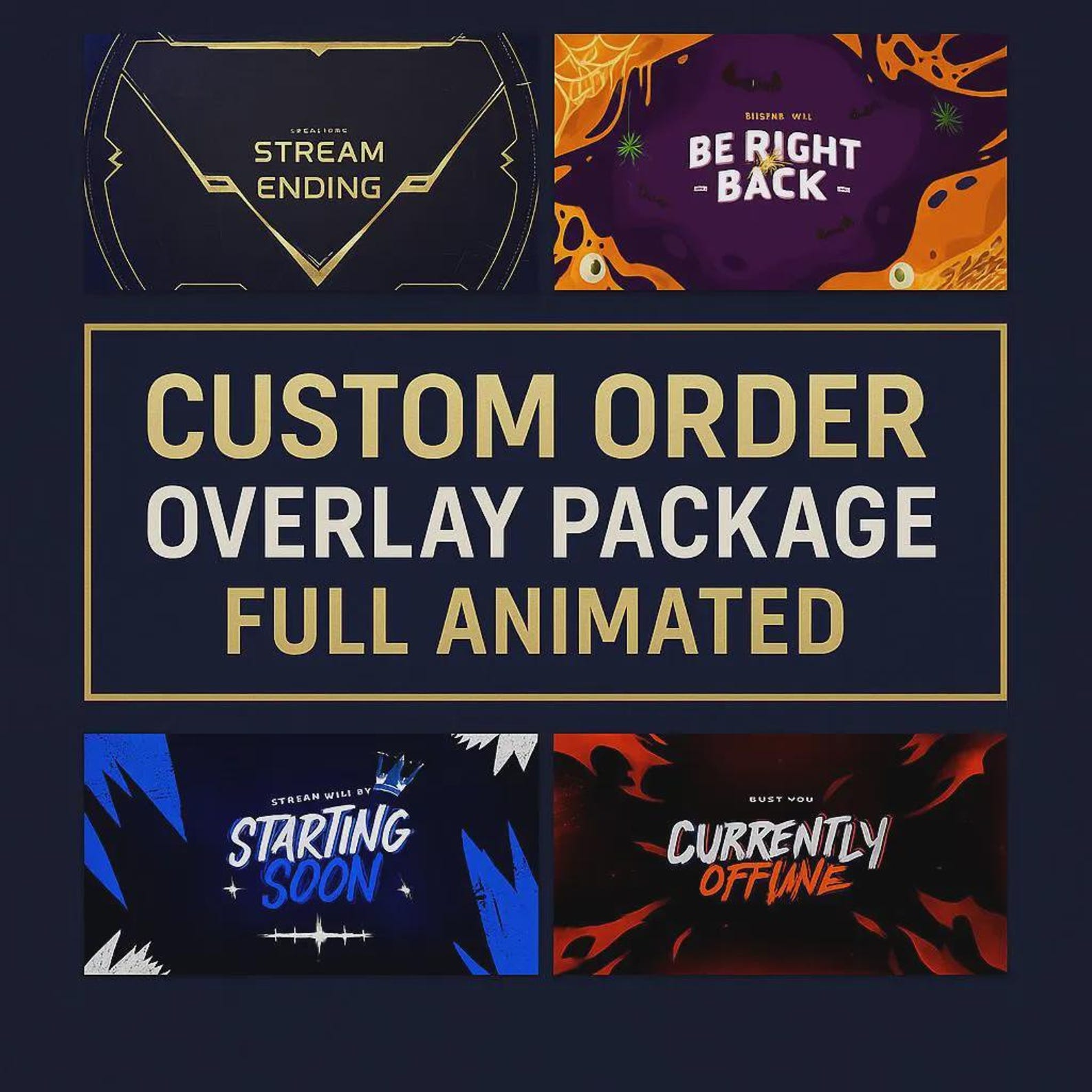 Custom Animated Stream Overlay Package Bundle, Twitch Youtube OBS ...
