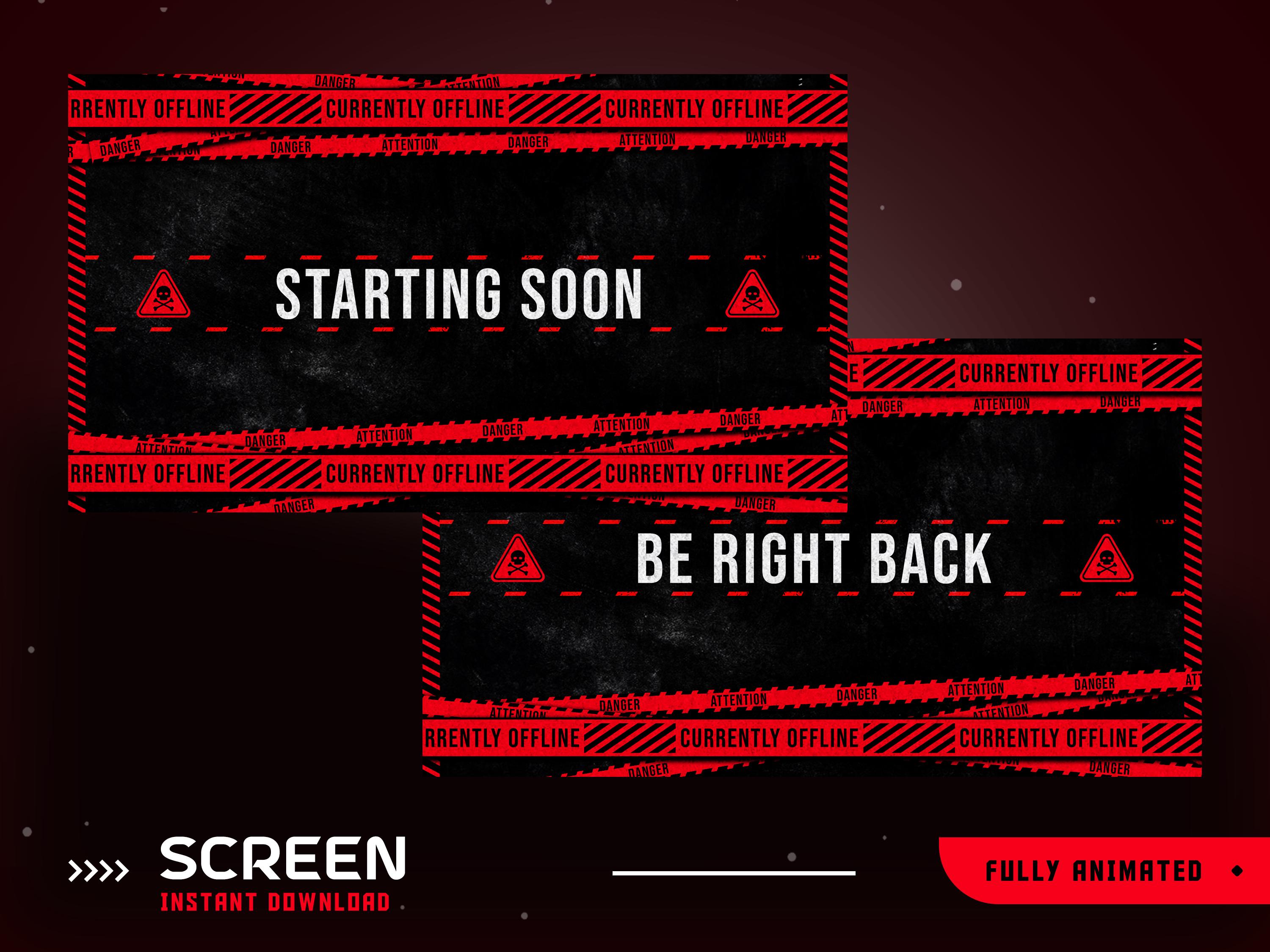 Streaming Sign Warning Caution Area Animated Stream Screen Overlay Package, Animated Warning ...