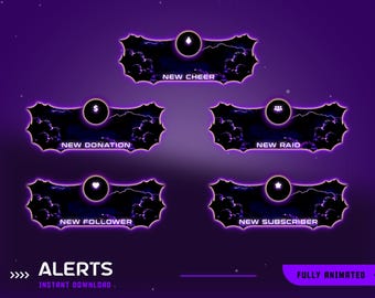 Void Light Animated Stream Alarm Overlay Paket, Violette Twitch Alarme, Gothic Stream Overlay, Electric Vibes Overlay, Streamer Alarm Paket