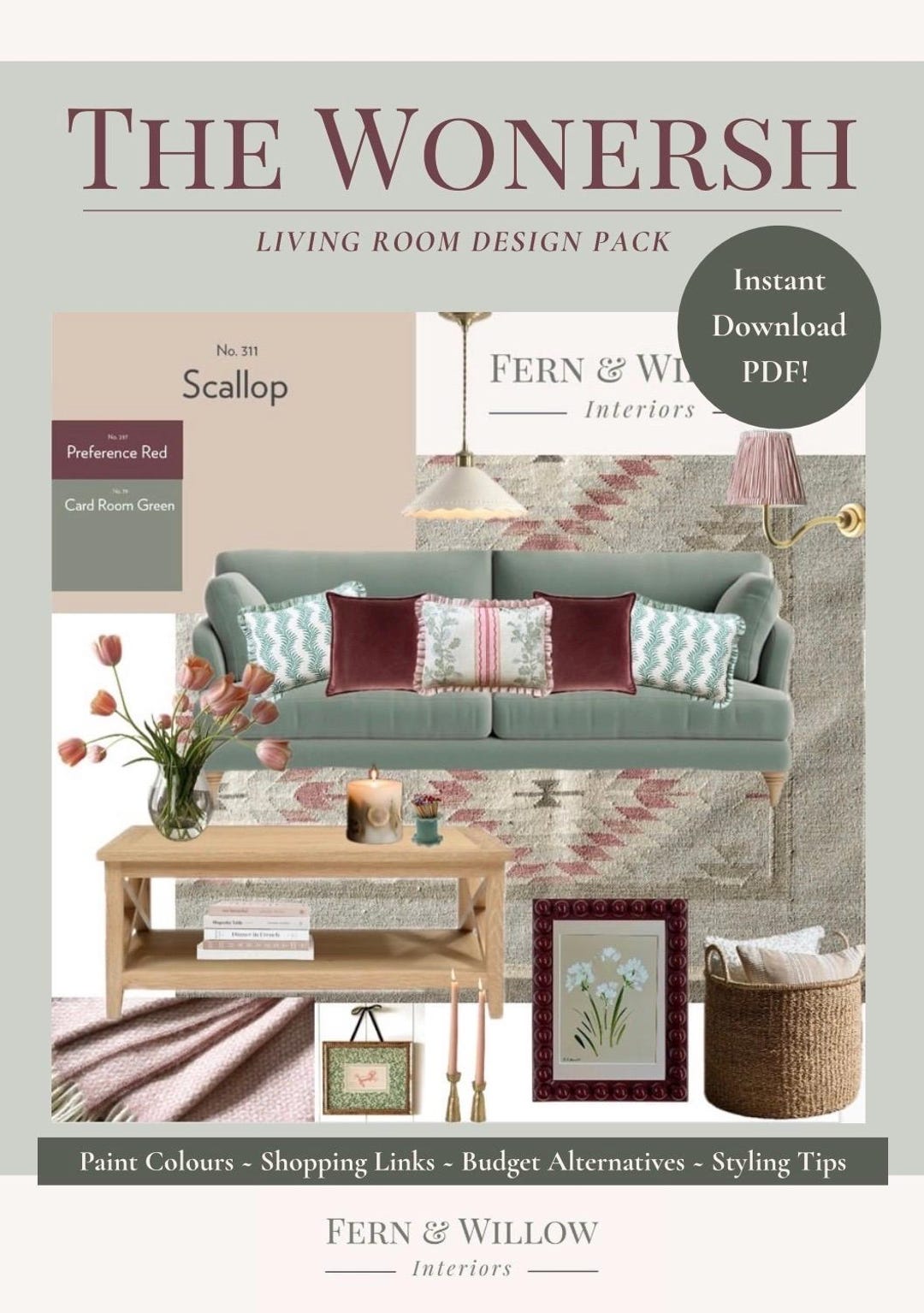 Living Room Moodboard | Interior Design PDF Download | Shopping List ...
