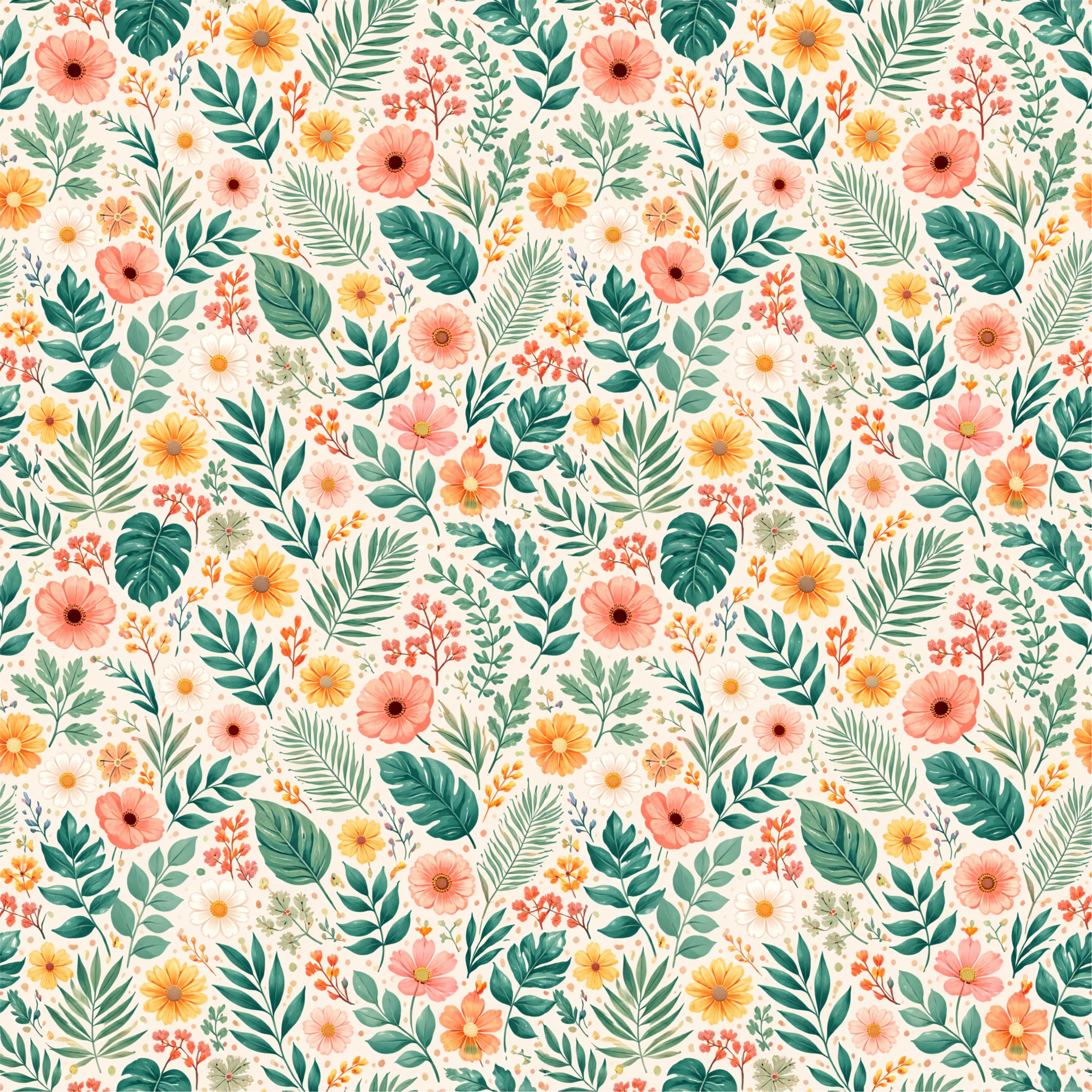 Botanical Floral Seamless Pattern - Digital File - Etsy