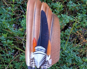 Smudge Fan with a Numerology of One, A Single Crow Feather with Lady Amherst Pheasant Energy, Length 22 inches