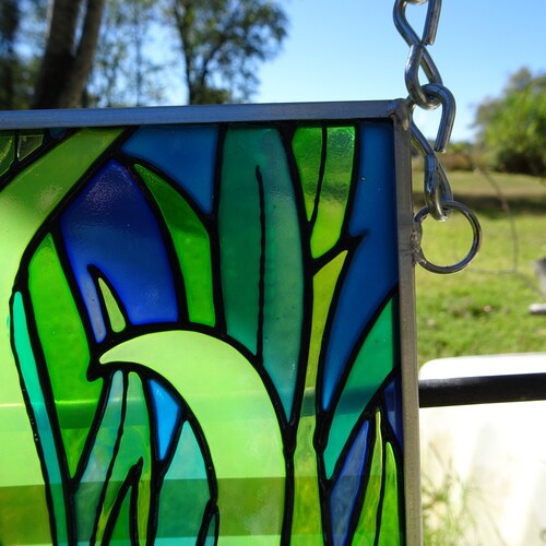 You Need A Frog in Your Window, Faux stained Glass, Lots of Detail (12.5 inches tall by shops 15.5 inches wide)