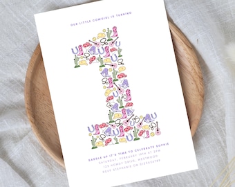 1st Western Invitation for Girl Pink Cowgirl Birthday Digital Template First Rodeo Editable Download First Birthday Invite Minimal Boho HS7