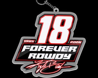 Vintage Kyle Busch Memorial Acrylic Keychain 2 Side, Racing Sticker, Retro Stock Car Motorsports Fans