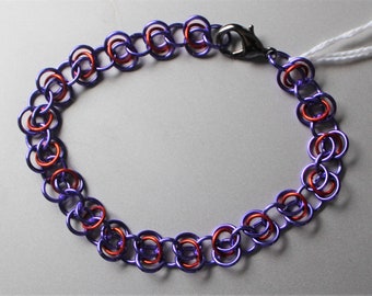 Chainmaille Bracelet:  Orbital Weave in Purple and Orange
