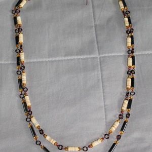 Beaded Link Necklace Set - Melon Heishi and Vintage Hematite