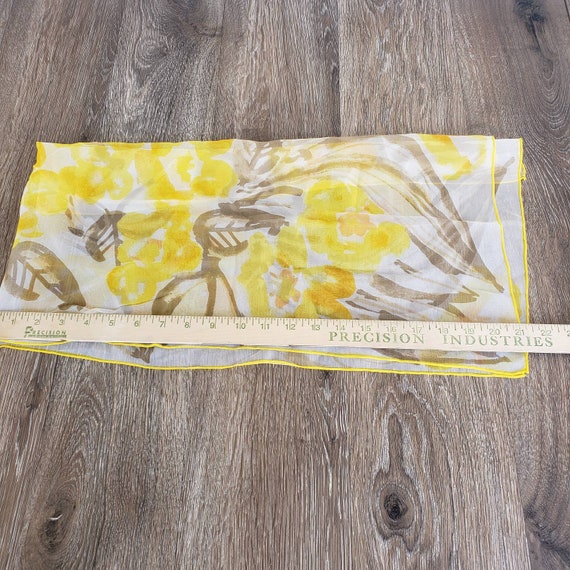 Vintage Vera Sheer Floral Scarf, Yellow Floral - image 4