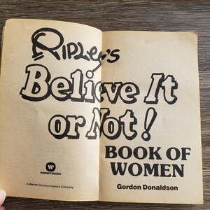 Ripley's Believe It Or Not Book of Women. 1976. An Almanac of Fascinating Facts and Remarkable Revelations... Paperback. image 3