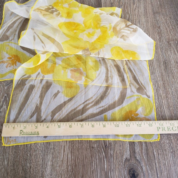 Vintage Vera Sheer Floral Scarf, Yellow Floral - image 3