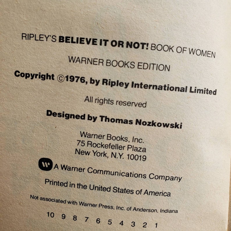 Ripley's Believe It Or Not Book of Women. 1976. An Almanac of Fascinating Facts and Remarkable Revelations... Paperback. image 5