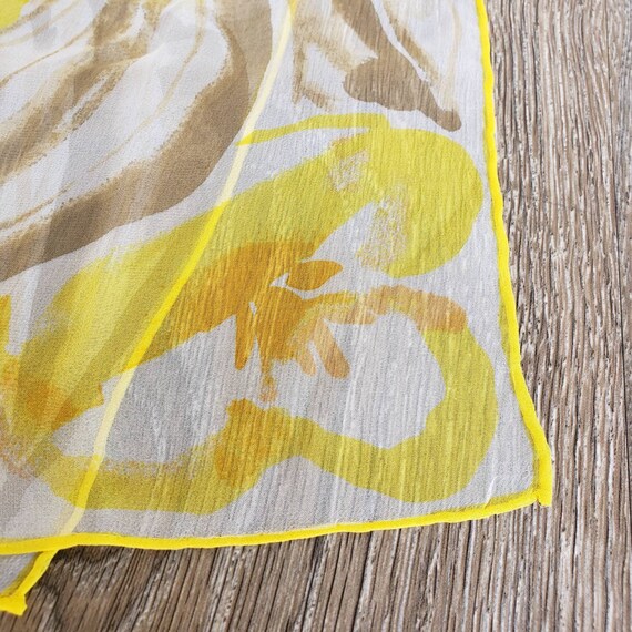 Vintage Vera Sheer Floral Scarf, Yellow Floral - image 7