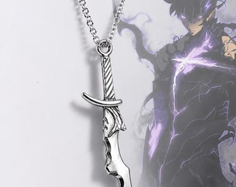 Solo Leveling Demon King's Dagger Pendant Necklace Silver Shadow Monarch Jewelry