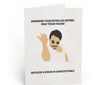Salt Bae Running Meme Greeting Card | Funny 4.94km Extra 60m Card
