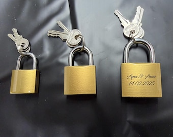 Candado de amor personalizado con grabado para parejas | Candado de latón | Nombres, fecha, símbolo | Regalo para pareja, boda, aniversario