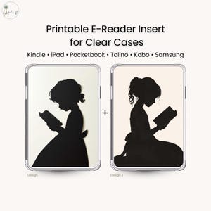 Lesendes Mädchen E-Reader Insert Inlay Bundle (PDF) – Minimal Clear Case Cover Set | für Kindle, Kobo, Tolino & iPad