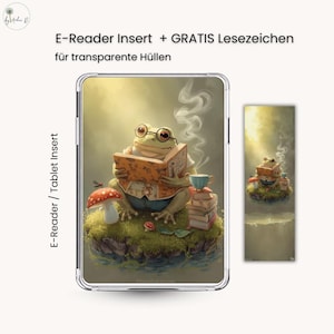 Utskrivbar e-läsare med inlägg Läsgroda Cozy Fantasy | Genomskinligt fodral | Kindle Tolino Kobo PocketBook iPad Samsung | + Gratis bokmärken