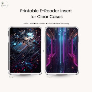 2er-Set Tech-Design E-Reader Inserts (PDF) – Futuristic Clear Case Cover Set | für Kindle, Kobo, Tolino & iPad