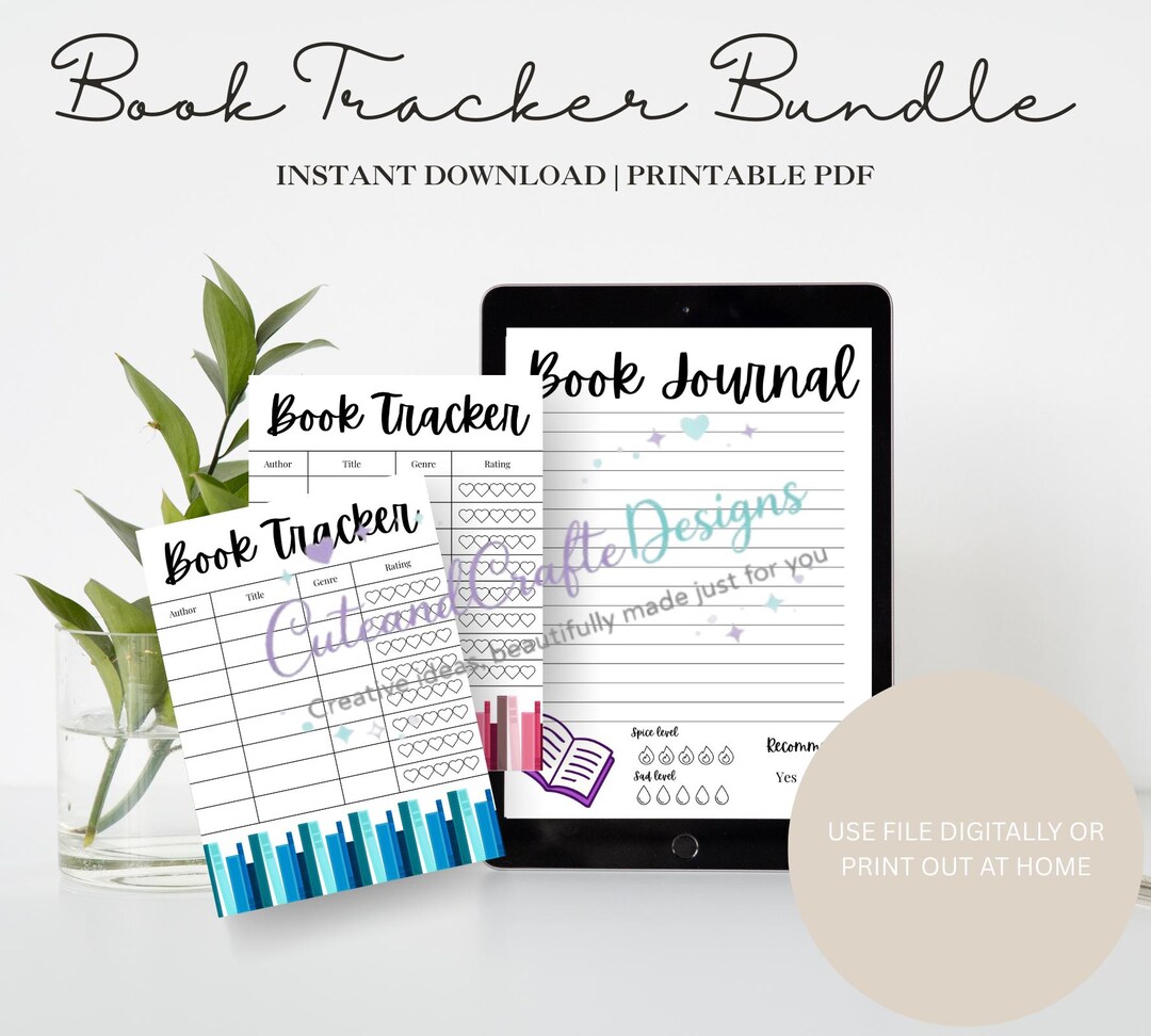 Book Tracker and Journal Bundle | Reading Log, Digital Planner (instant ...