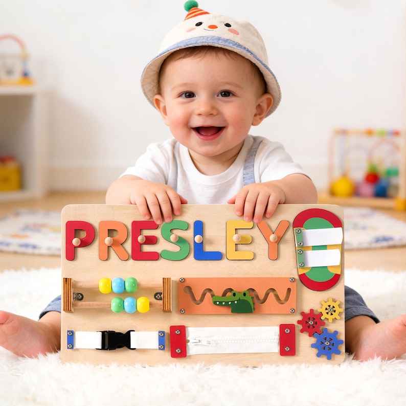Personalized Name Puzzle, Kids Busy Board, Early Learning Puzzle, Baby Room Decor, 1st Birthday Gift for Kids, Baby Girl 1st Christmas Gift
