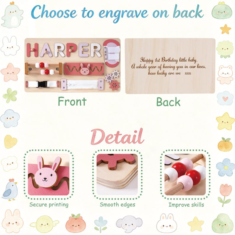 Personalized Name Puzzle, Kids Busy Board, Early Learning Puzzle, Baby Room Decor, 1st Birthday Gift for Kids, Baby Girl 1st Christmas Gift