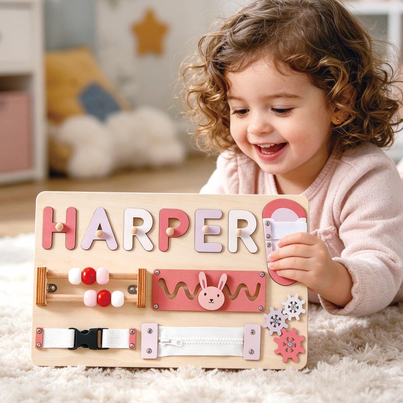 Personalized Name Puzzle, Kids Busy Board, Early Learning Puzzle, Baby Room Decor, 1st Birthday Gift for Kids, Baby Girl 1st Christmas Gift