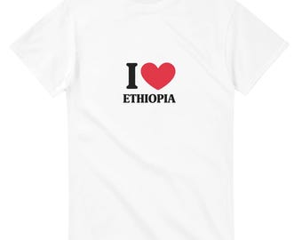 Camiseta "Amo Etiopía", camiseta con la bandera de Etiopía.