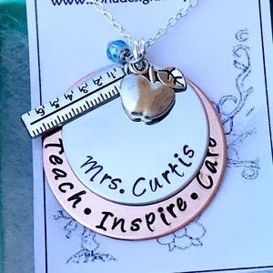 Personalized Teacher Necklace - Teacher's Jewelry - Teacher Appreciation Gift - End of Year Teacher Gift - Teacher Gift -  Teachers necklace