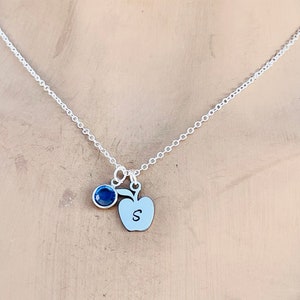 Apple Necklace, Teacher Gift, Teacher&#39;s Jewelry, Teacher Appreciation Gift,End of Year Teacher Gift, Simple Teacher Necklace retirement Gift