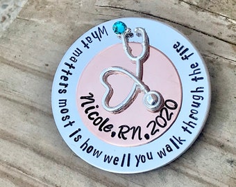 Registered Nurse Pin - Pinning Ceremony - Custom Stacked Nurse Pin - Personalized Nurse Brooch - Nurse Pin LPN RN BSN - Nursing Graduate