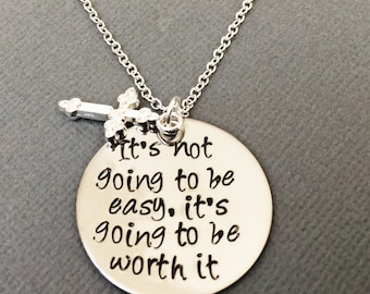 Motivational Quote Necklace: Hand Stamped Stainless Steel Pendant