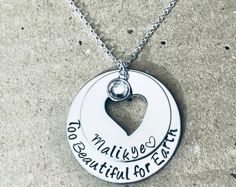 Personalized Miscarriage Necklace – Two Layer Memorial Jewelry, Swarovski Birthstone