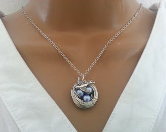 Lavender Pearl Bird's Nest Necklace