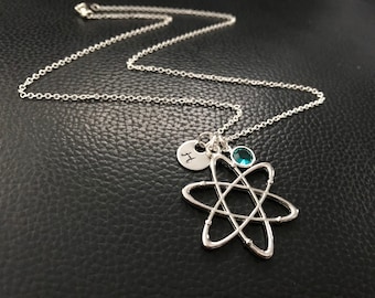 Collier personnalisé de molécule d’atome, bijoux de physique, collier de science, cadeau de physique, collier de geekerie, cadeau de geek de science, cadeau de biologie