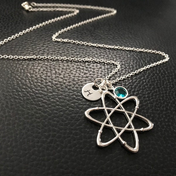 Personalized Atom Molecule Necklace, Physics Jewelry, Science Necklace,Physics gift, Geekery Necklace,science geek gift,Biology Gift
