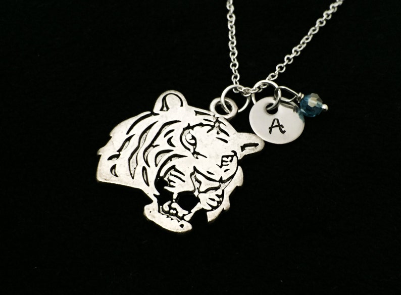 Tiger Lover Tiger necklace- Tiger Personalized tiger Tiger necklace Hand Stamped Personalized Tiger Necklace Initial Jewelry