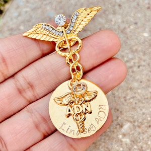 Personalized Pin for ADN-Nursing Student Gift - Nursing Pinning Ceremony - Nurses- Gold ADN pin - Nursing Graduate- RN Pin -  Nurse Gift