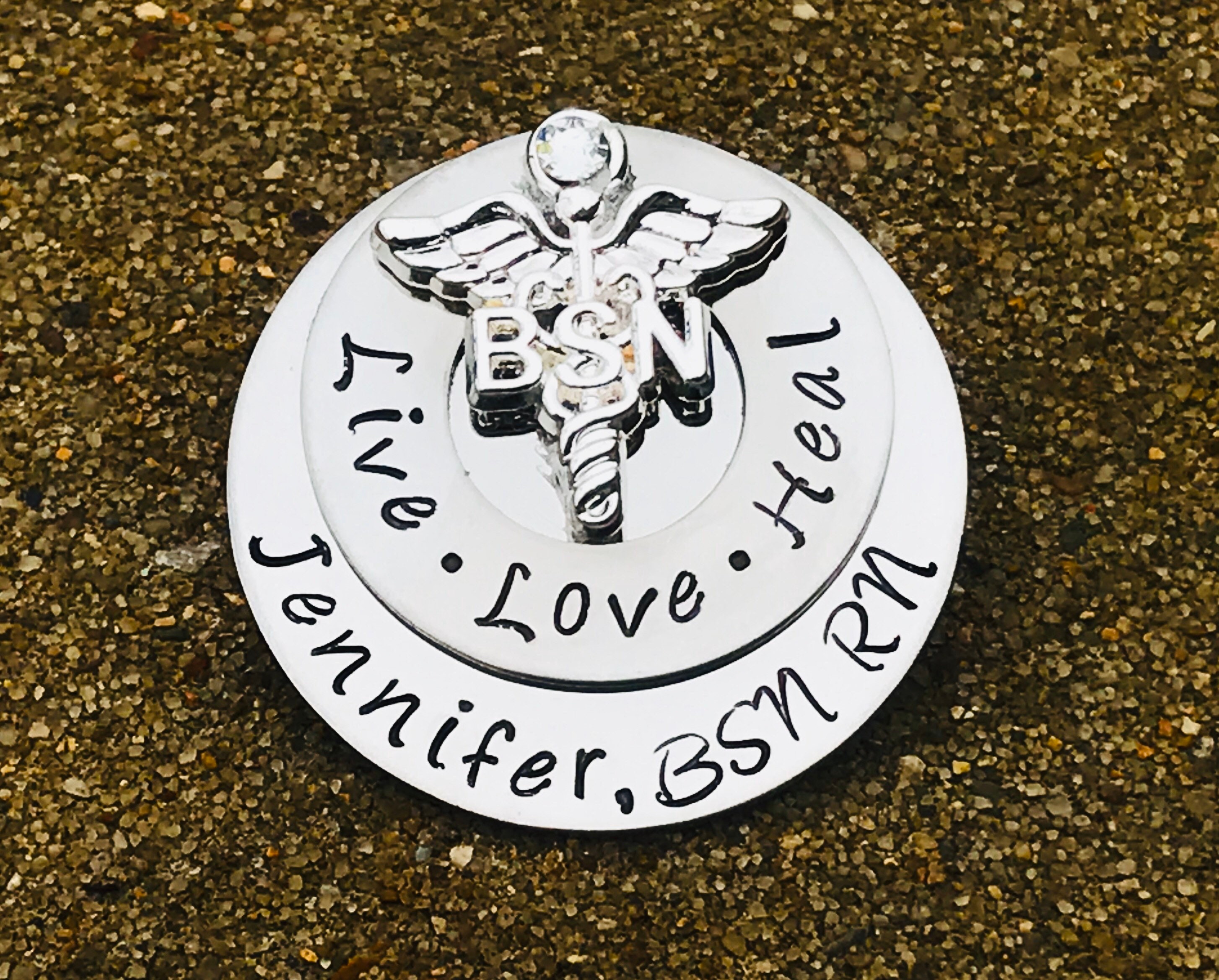 Buy BSN Handstamped Nursing Pin-bachelor Science Nurse Pin