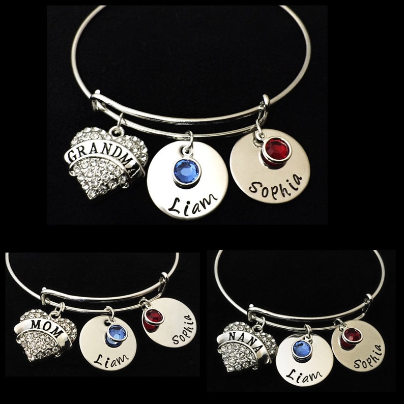 Personalized Charm Bracelet Grandma Bracelet Grandchild Etsy