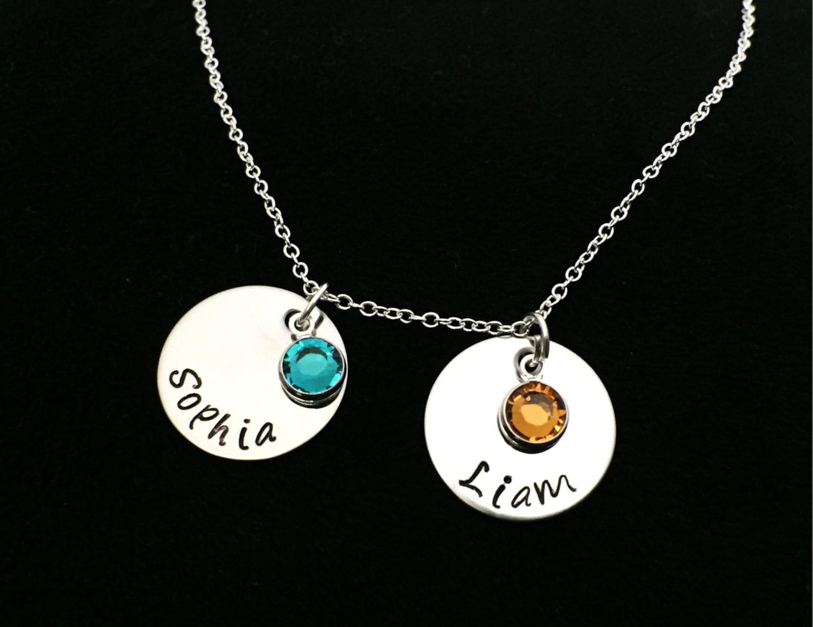 Mother's Necklace Silver Name Necklace Childrens Etsy