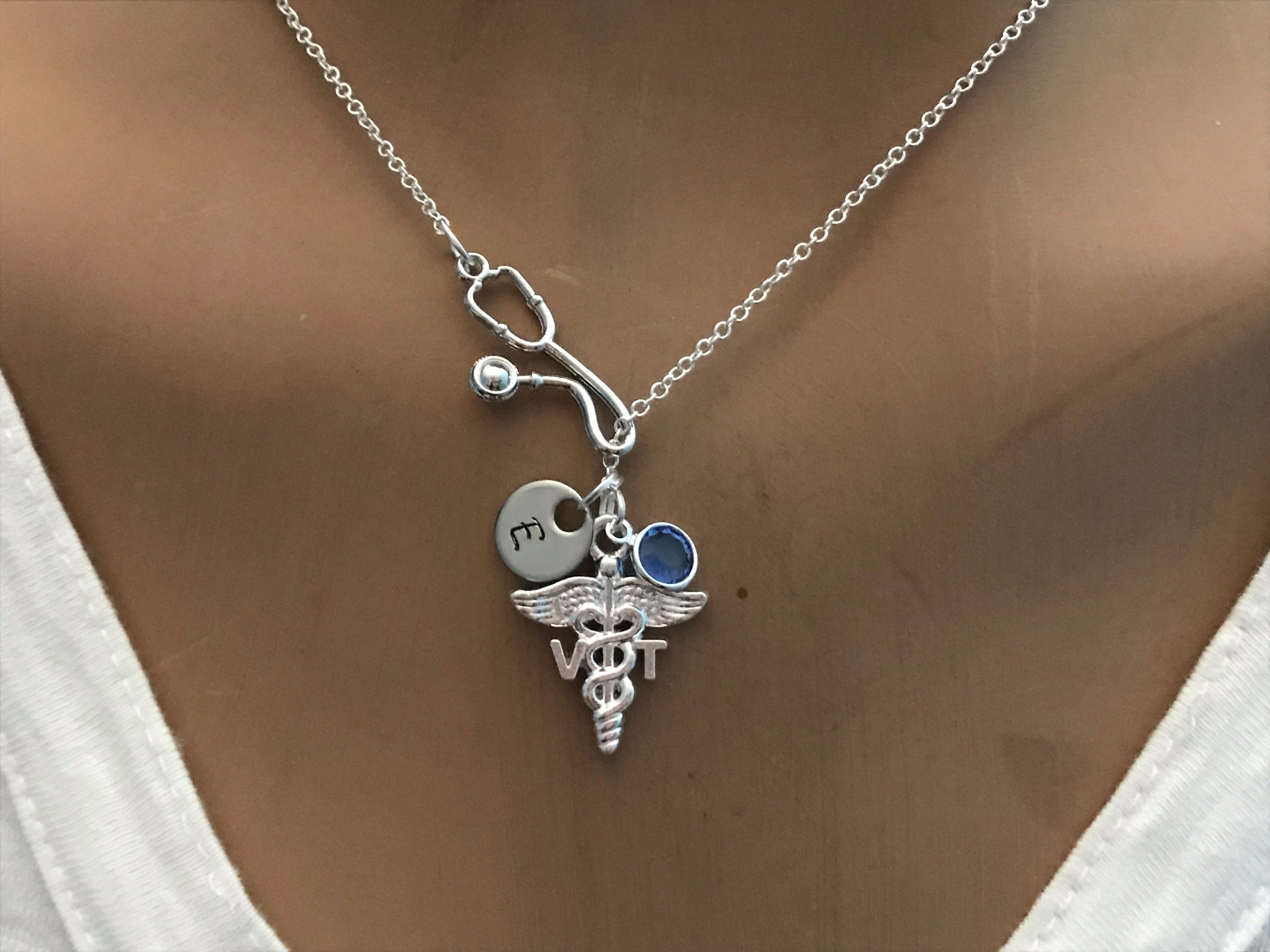Elegant Sterling Silver Caduceus Necklace
