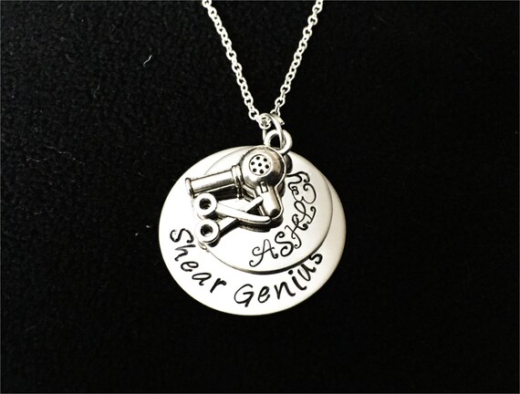 Hand Stamped Necklace Hair Stylist Necklace Personalized Etsy