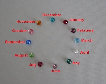 Swarovski Crystal Birthstone Charm: 4mm Silver Dangle Bead
