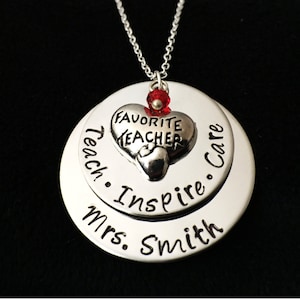 Hand Stamped / Personalized Teacher Necklace / Teacher&#39;s Jewelry / Teacher Appreciation Gift, Teacher Gift / personalized Teacher Gift.