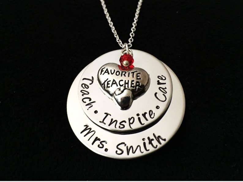 Hand Stamped / Personalized Teacher Necklace / Teacher's Etsy